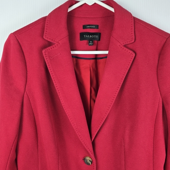 Talbots Women's Aberdeen Red Cotton Blend Blazer 2 Button Closure Size 10 Office - Picture 2 of 14